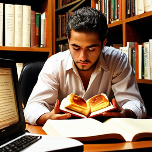 Home 4 ** A translator engrossed in technical documents, illuminated by the glow of a computer screen, surrounded by stacks of specialized books. Focus on conveying expertise and deep concentration. Add subtle Portuguese cultural elements to the background (like a "Pastel de Nata" on the desk or a book about Portuguese history).
**