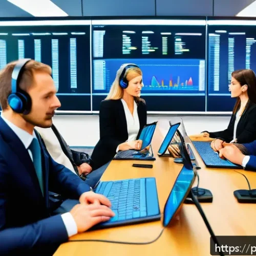 통역사로서 성장하기 위한 독서 리스트 - A professional interpreter seated in a modern conference room, wearing business attire and discreet ...